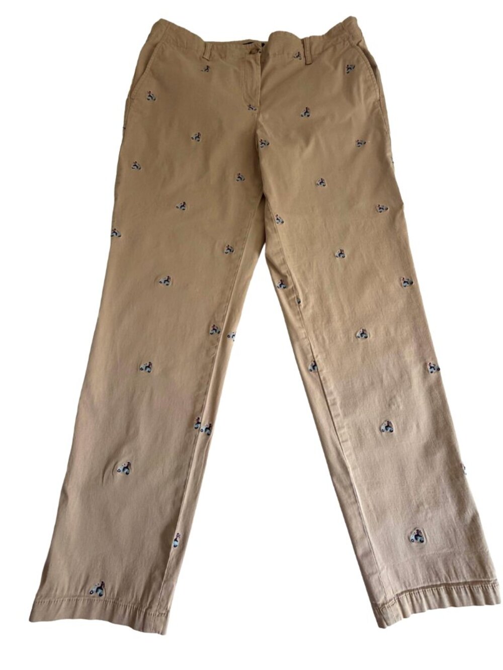 Talbots Relaxed Chino Pants Size 10 Embroidered Scooters Khaki